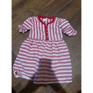 Matilda Jane‎ Red Pink Striped Button Front Dress Size 8 Kids Girls
